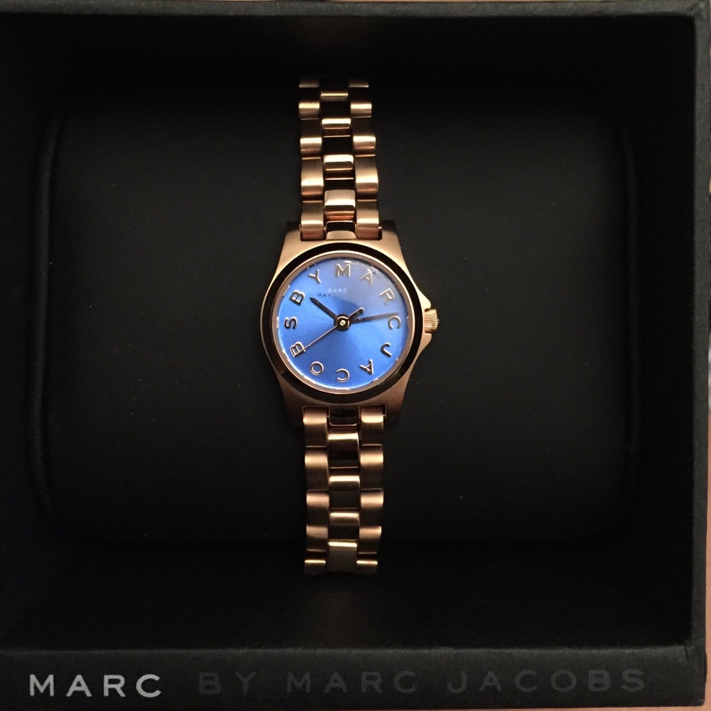 Marc Jacobs blue dial and rose gold watch